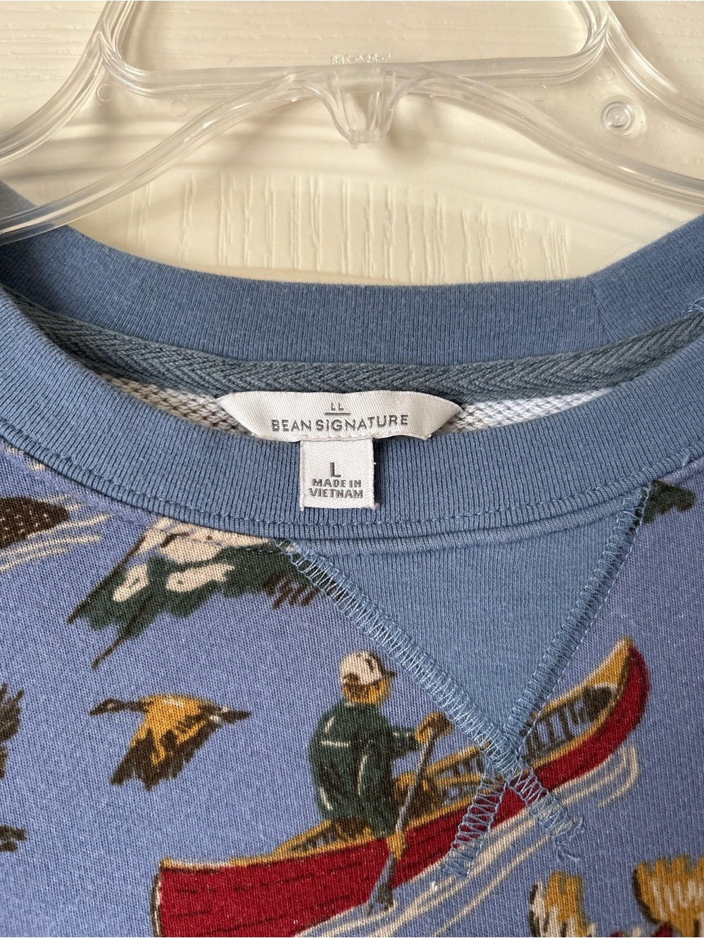 L.L. Bean Light Blue Outdoor Scene Crewneck Sweatshirt - Picture 3 of 3